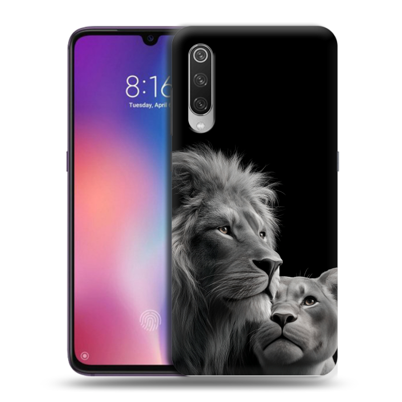 Пластиковый чехол на Xiaomi Mi9 с принтом Лев кошки Пластиковый чехол на Xiaomi Mi9 с принтом Лев кошки