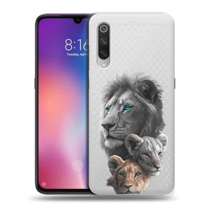 Пластиковый чехол на Xiaomi Mi9 с принтом Львы Пластиковый чехол на Xiaomi Mi9 с принтом Львы
