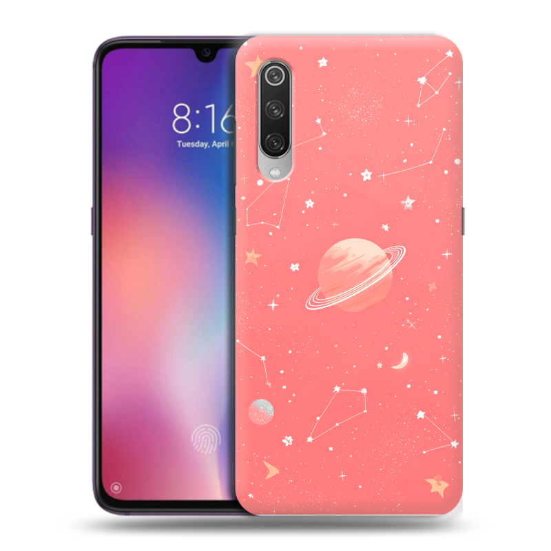 Пластиковый чехол на Xiaomi Mi9 с принтом Розовый космос Пластиковый чехол на Xiaomi Mi9 с принтом Розовый космос