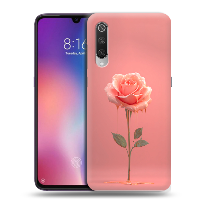 Силиконовый противоударный чехол на Xiaomi Mi9 с принтом Розовая роза Силиконовый противоударный чехол на Xiaomi Mi9 с принтом Розовая роза