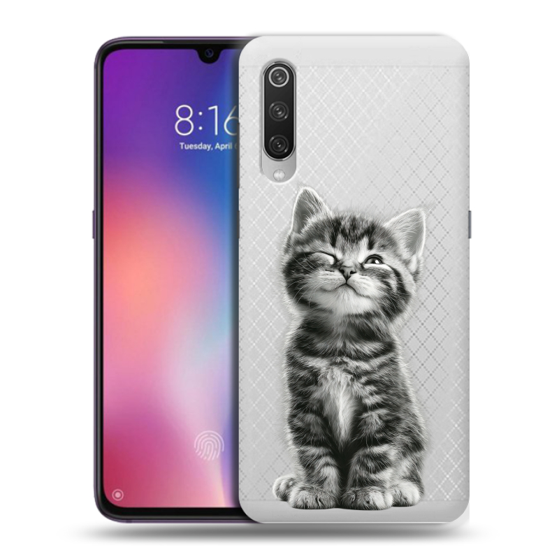 Силиконовый противоударный чехол на Xiaomi Mi9 с принтом Котенок Силиконовый противоударный чехол на Xiaomi Mi9 с принтом Котенок