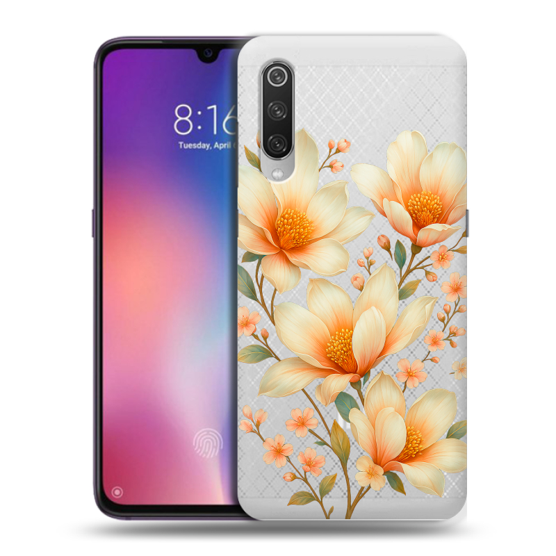 Пластиковый чехол на Xiaomi Mi9 с принтом Цветы Пластиковый чехол на Xiaomi Mi9 с принтом Цветы