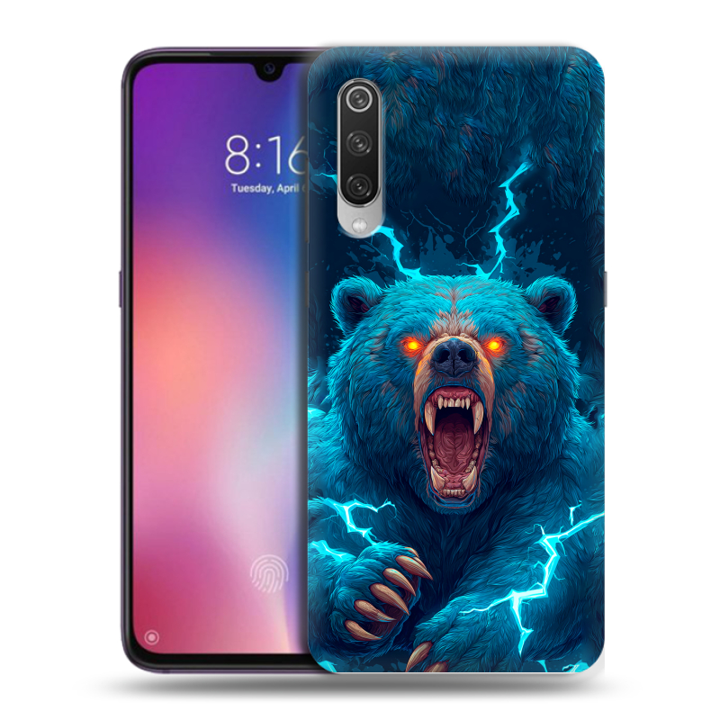 Пластиковый чехол на Xiaomi Mi9 с принтом Медведь Пластиковый чехол на Xiaomi Mi9 с принтом Медведь