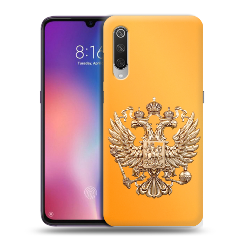 Пластиковый чехол на Xiaomi Mi9 с принтом Герб Флаг России Пластиковый чехол на Xiaomi Mi9 с принтом Герб Флаг России
