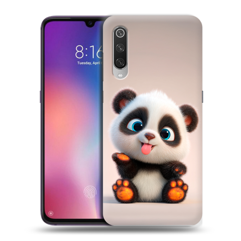 Силиконовый противоударный чехол на Xiaomi Mi9 с принтом милая панда Силиконовый противоударный чехол на Xiaomi Mi9 с принтом милая панда