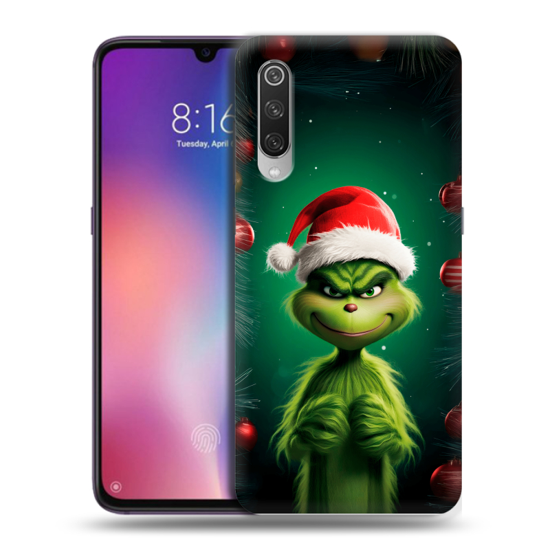 Пластиковый чехол на Xiaomi Mi9 с принтом Гринч Новый год Рождество Пластиковый чехол на Xiaomi Mi9 с принтом Гринч Новый год Рождество