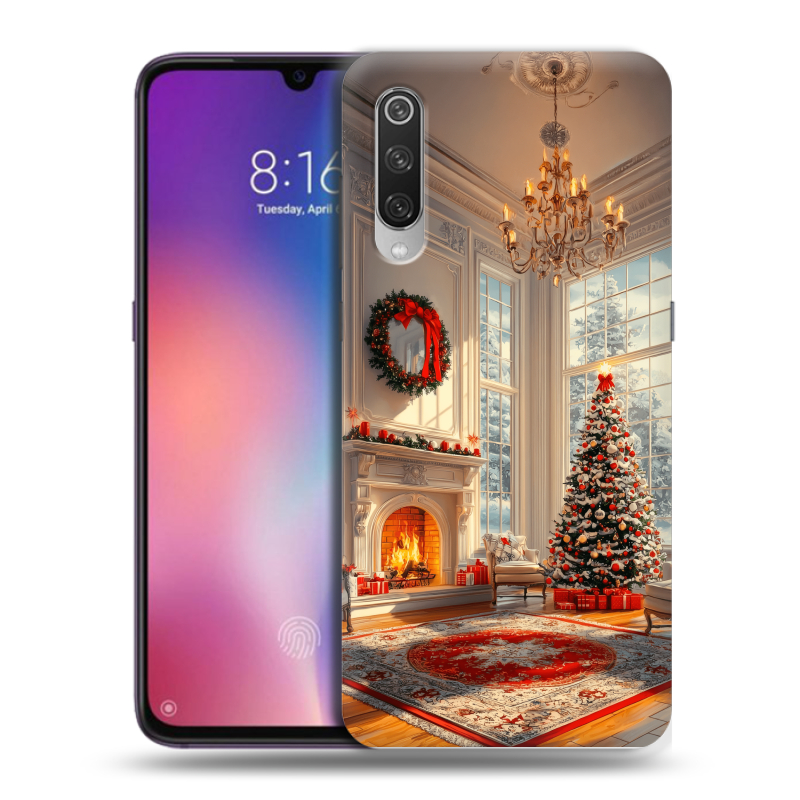 Силиконовый противоударный чехол на Xiaomi Mi9 с принтом Новый год Силиконовый противоударный чехол на Xiaomi Mi9 с принтом Новый год