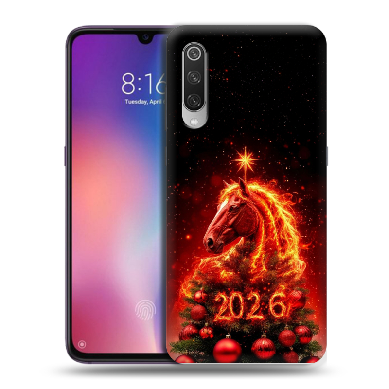 Силиконовый противоударный чехол на Xiaomi Mi9 с принтом Новый год Силиконовый противоударный чехол на Xiaomi Mi9 с принтом Новый год