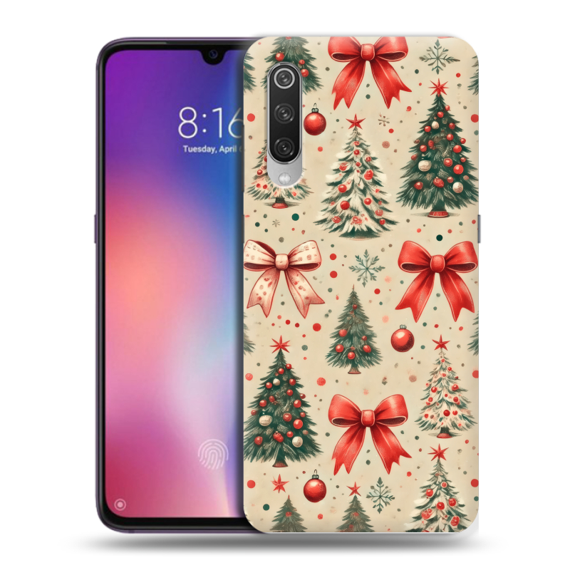 Силиконовый противоударный чехол на Xiaomi Mi9 с принтом Новый год Силиконовый противоударный чехол на Xiaomi Mi9 с принтом Новый год