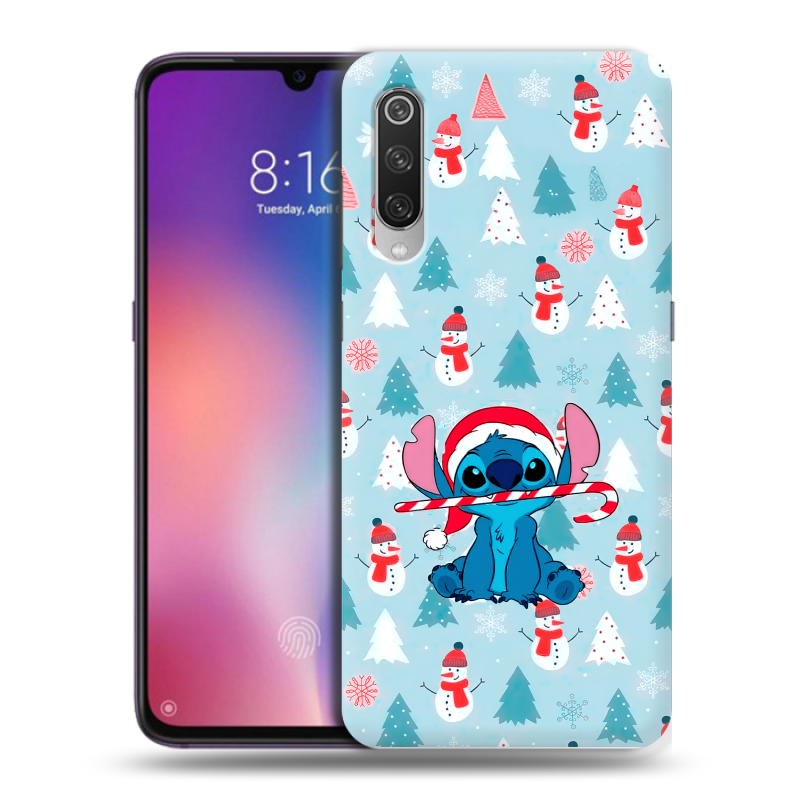 Силиконовый противоударный чехол на Xiaomi Mi9 с принтом Стич Новый год Силиконовый противоударный чехол на Xiaomi Mi9 с принтом Стич Новый год