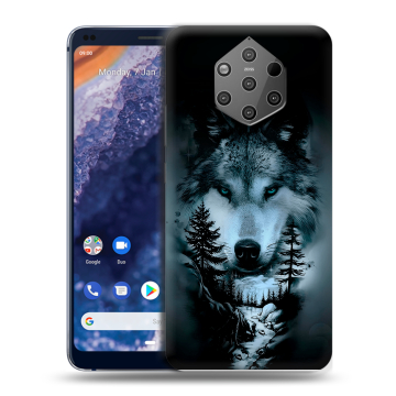 Силиконовый чехол на Nokia 9 PureView с принтом Лесной волк Силиконовый чехол на Nokia 9 PureView с принтом Лесной волк