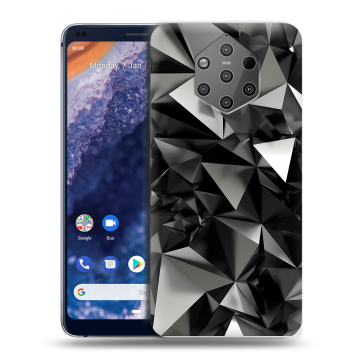 Силиконовый чехол на Nokia 9 PureView с принтом Черные кристаллы Силиконовый чехол на Nokia 9 PureView с принтом Черные кристаллы