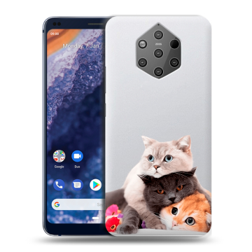 Силиконовый чехол на Nokia 9 PureView с принтом Кошки Силиконовый чехол на Nokia 9 PureView с принтом Кошки