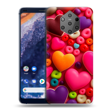 Силиконовый чехол на Nokia 9 PureView с принтом Сердечки Силиконовый чехол на Nokia 9 PureView с принтом Сердечки