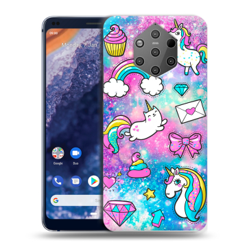 Силиконовый чехол на Nokia 9 PureView с принтом Единороги
