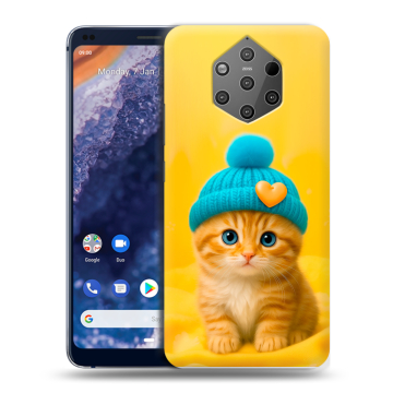 Силиконовый чехол на Nokia 9 PureView с принтом Котенок в шапке Силиконовый чехол на Nokia 9 PureView с принтом Котенок в шапке