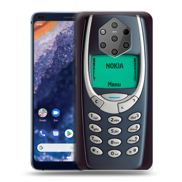 Силиконовый чехол на Nokia 9 PureView с принтом Старый телефон