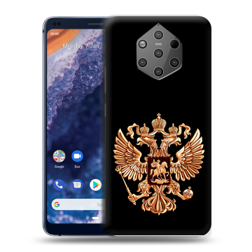 Силиконовый чехол на Nokia 9 PureView с принтом Герб России золотой