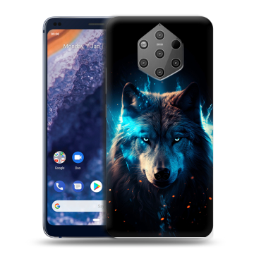 Силиконовый чехол на Nokia 9 PureView с принтом Волк ночной