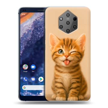 Силиконовый чехол на Nokia 9 PureView с принтом котенок