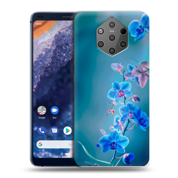 Силиконовый чехол на Nokia 9 PureView с принтом Голубые цветы