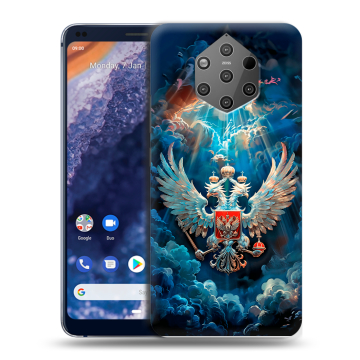 Силиконовый чехол на Nokia 9 PureView с принтом Герб флаг России