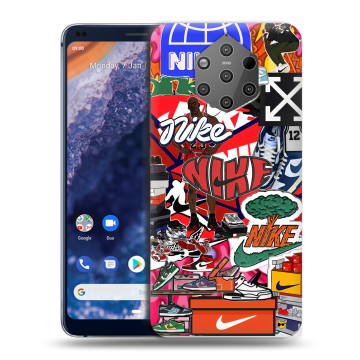 Силиконовый чехол на Nokia 9 PureView с принтом Найк Nike яркий