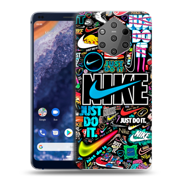 Силиконовый чехол на Nokia 9 PureView с принтом найк nike черный