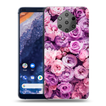 Силиконовый чехол на Nokia 9 PureView с принтом лавандовые розы