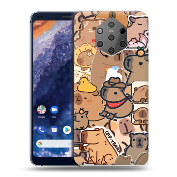 Силиконовый чехол на Nokia 9 PureView с принтом капибара Силиконовый чехол на Nokia 9 PureView с принтом капибара