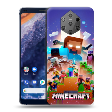 Силиконовый чехол на Nokia 9 PureView с принтом Майнкрафт Minecraft
