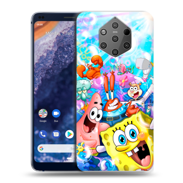 Силиконовый чехол на Nokia 9 PureView с принтом спанчбоб спанч боб
