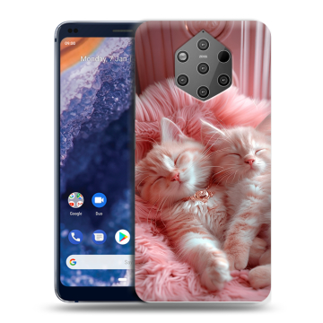 Силиконовый чехол на Nokia 9 PureView с принтом котята котики
