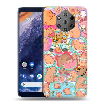 Силиконовый чехол на Nokia 9 PureView с принтом капибары Силиконовый чехол на Nokia 9 PureView с принтом капибары