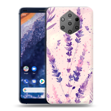 Силиконовый чехол на Nokia 9 PureView с принтом цветы лаванда