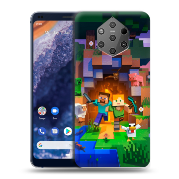 Силиконовый чехол на Nokia 9 PureView с принтом Майнкрафт Minecraft