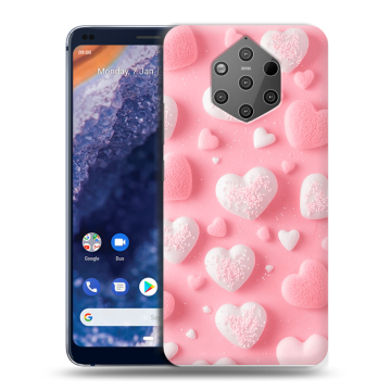 Силиконовый чехол на Nokia 9 PureView с принтом Сердечки
