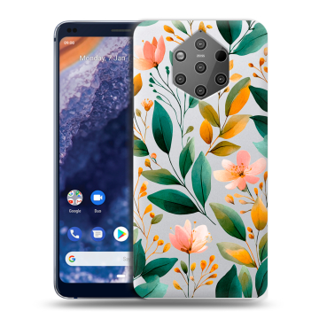 Силиконовый чехол на Nokia 9 PureView с принтом Цветы паттерн