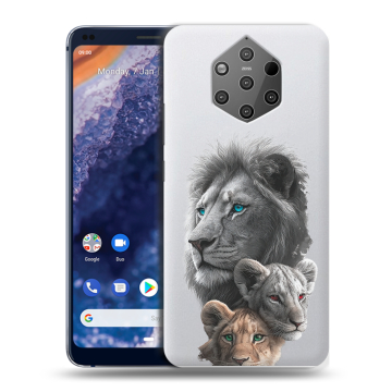 Силиконовый чехол на Nokia 9 PureView с принтом Львы