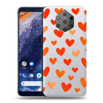 Силиконовый чехол на Nokia 9 PureView с принтом Сердечки