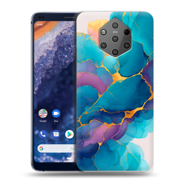 Силиконовый чехол на Nokia 9 PureView с принтом Мрамор блестки