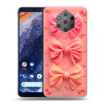 Силиконовый чехол на Nokia 9 PureView с принтом Розовые бантики