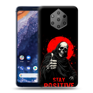 Силиконовый чехол на Nokia 9 PureView с принтом смешной скелет