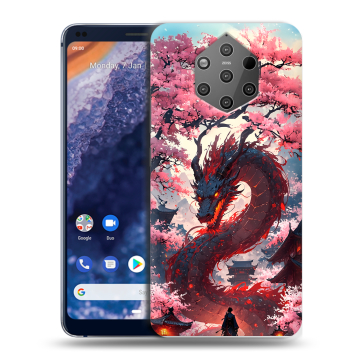 Силиконовый чехол на Nokia 9 PureView с принтом Дракон Японский