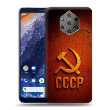 Силиконовый чехол на Nokia 9 PureView с принтом Флаг Герб СССР