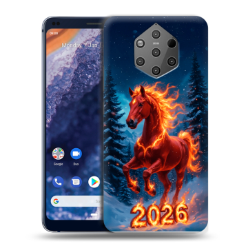 Силиконовый чехол на Nokia 9 PureView с принтом Новый год коня