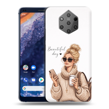 Силиконовый чехол на Nokia 9 PureView с принтом женский