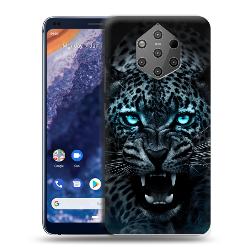 Пластиковый чехол на Nokia 9 PureView с принтом Темный леопард Пластиковый чехол на Nokia 9 PureView с принтом Темный леопард
