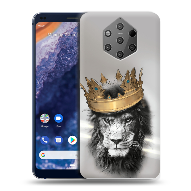 Пластиковый чехол на Nokia 9 PureView с принтом Лев с короной Пластиковый чехол на Nokia 9 PureView с принтом Лев с короной