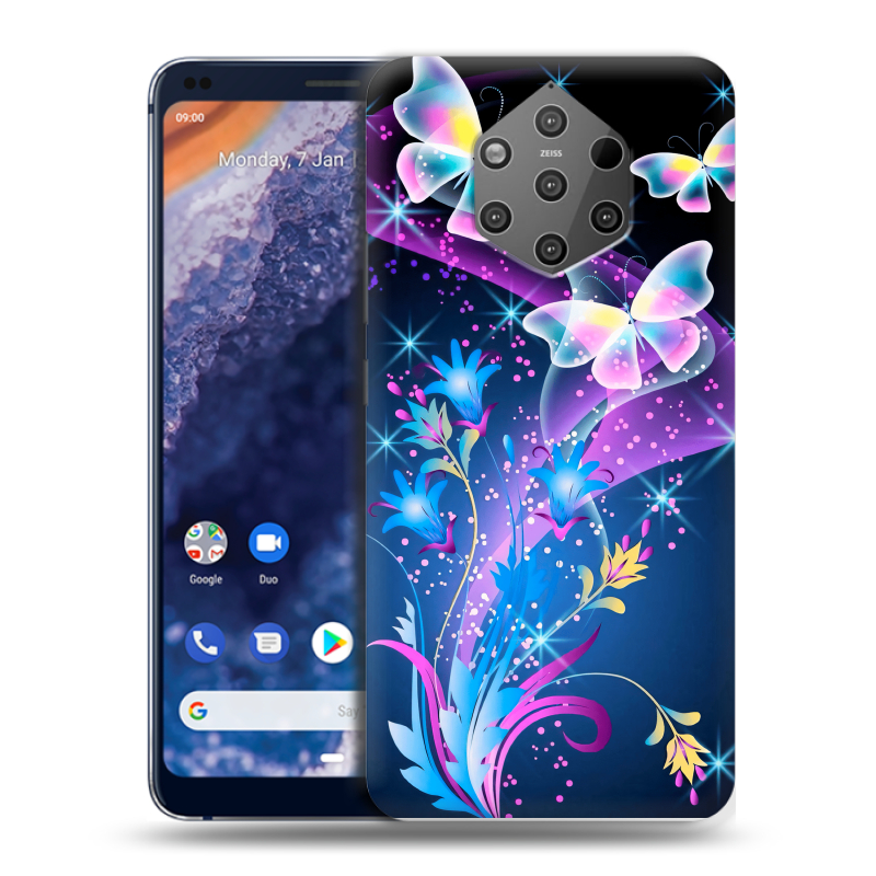 Пластиковый чехол на Nokia 9 PureView с принтом Бабочки Пластиковый чехол на Nokia 9 PureView с принтом Бабочки